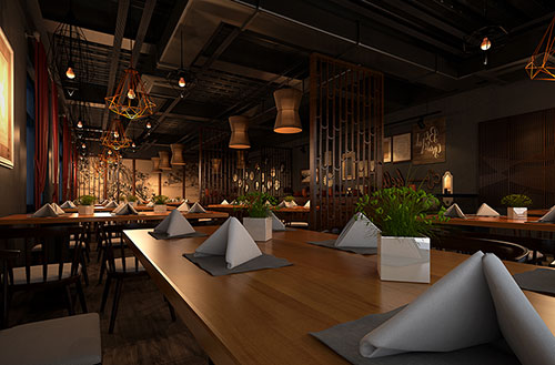 琼海简约大气中式风格餐厅设计装修效果图