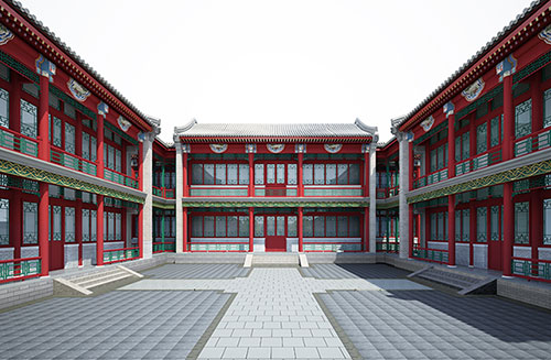 琼海北京四合院设计古建筑鸟瞰图展示