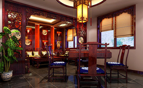 琼海古典中式风格茶楼包间设计装修效果图