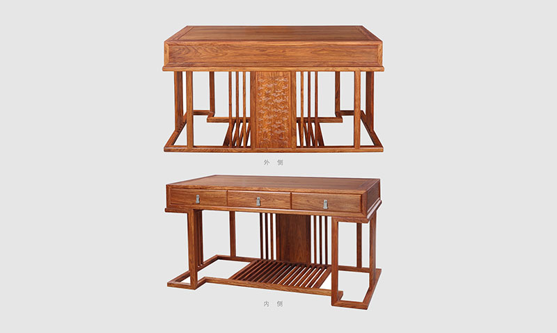 琼海 别墅中式家居书房装修实木书桌效果图