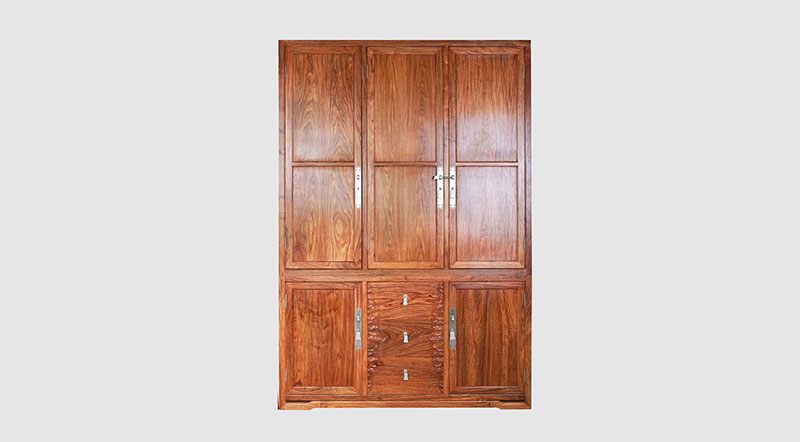 琼海中式实木三门衣柜家具效果图